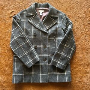 Pendleton Gray Pea Coat with Plaid Pattern